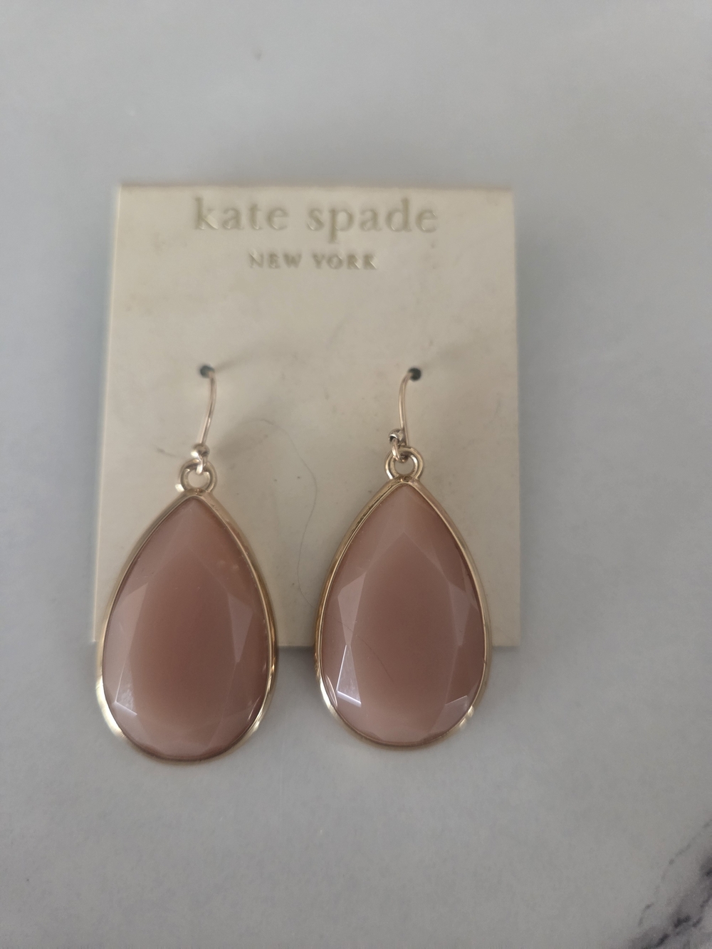 kate spade Rose Gold-Trim Pink Teardrop Dangle Earrings
